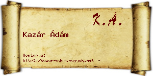 Kazár Ádám névjegykártya